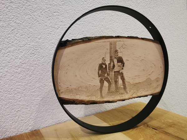 Baumscheibe mit Bild im runden Stahlrahmen Ø30cm